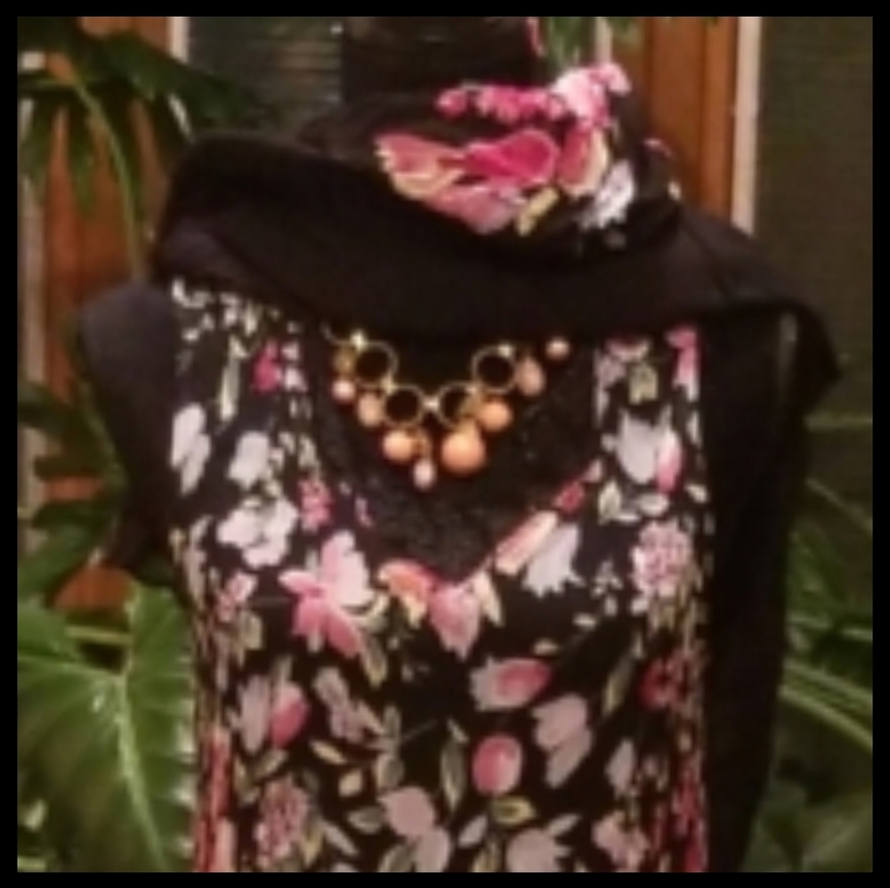 Floral Print "Pinafore" Dress by Lola P.